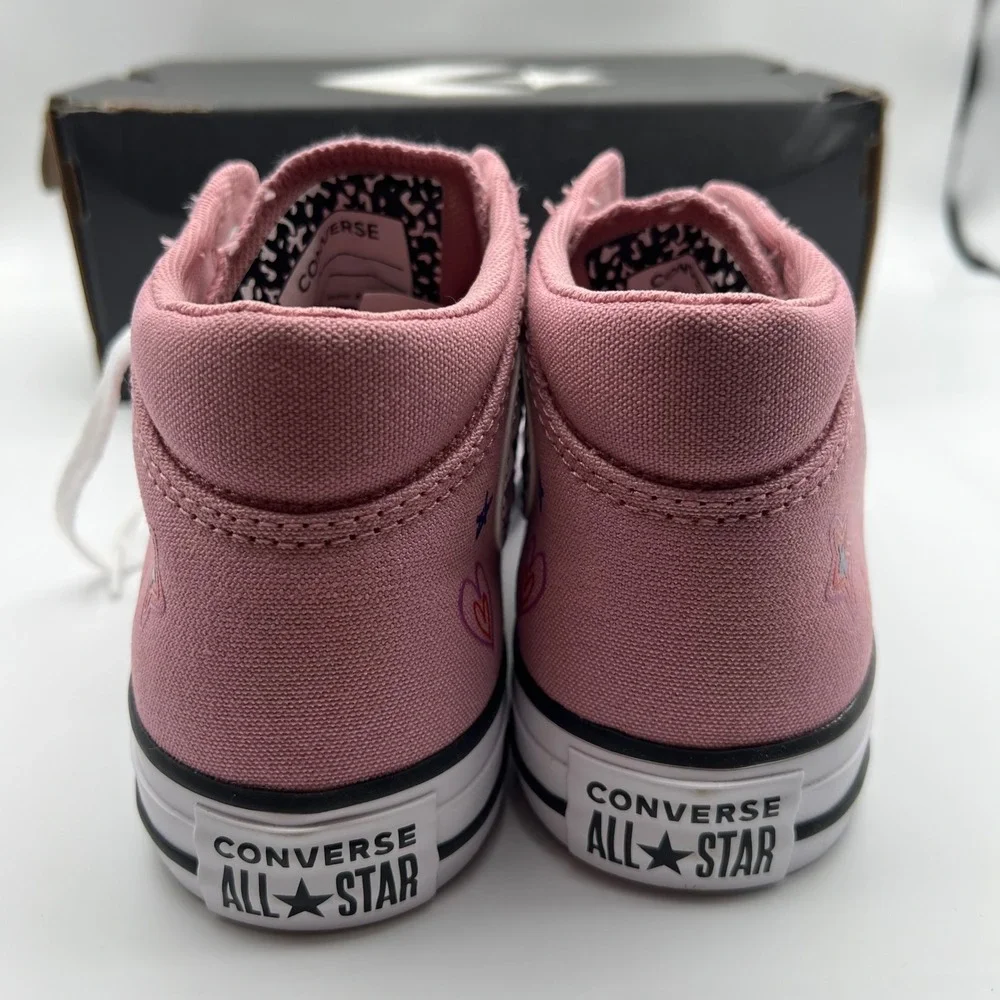 Converse CTAS Madison Mid Girls Size 7 Pink Doodle Hearts Stars Leopard Print